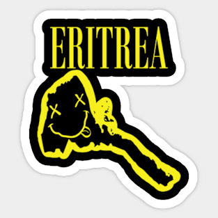 Vibrant Eritrea Africa x Eyes Happy Face: Unleash Your 90s Grunge Spirit! Smiling Squiggly Mouth Dazed Smiley Face Sticker